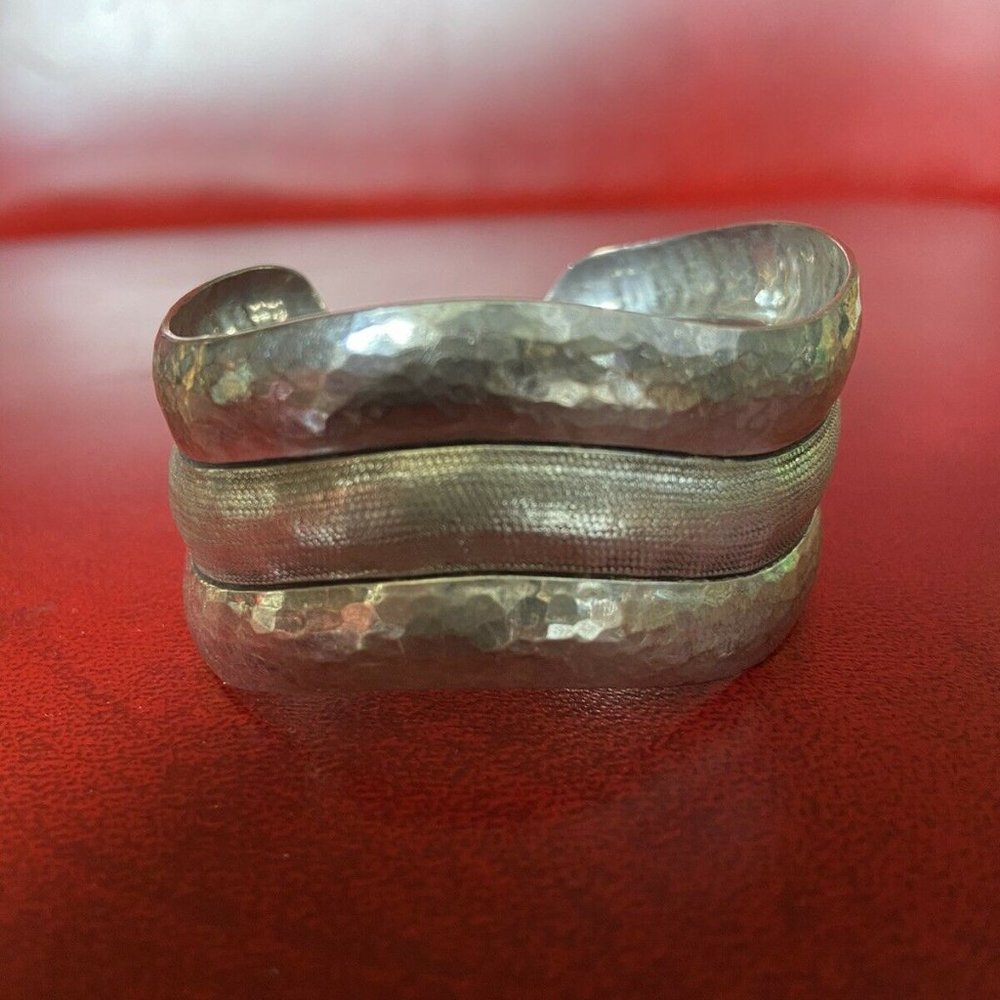 Signed ROHNER Handmade STERLING SILVER Cuff Bracelet - Hand Made Vintage Jewelry